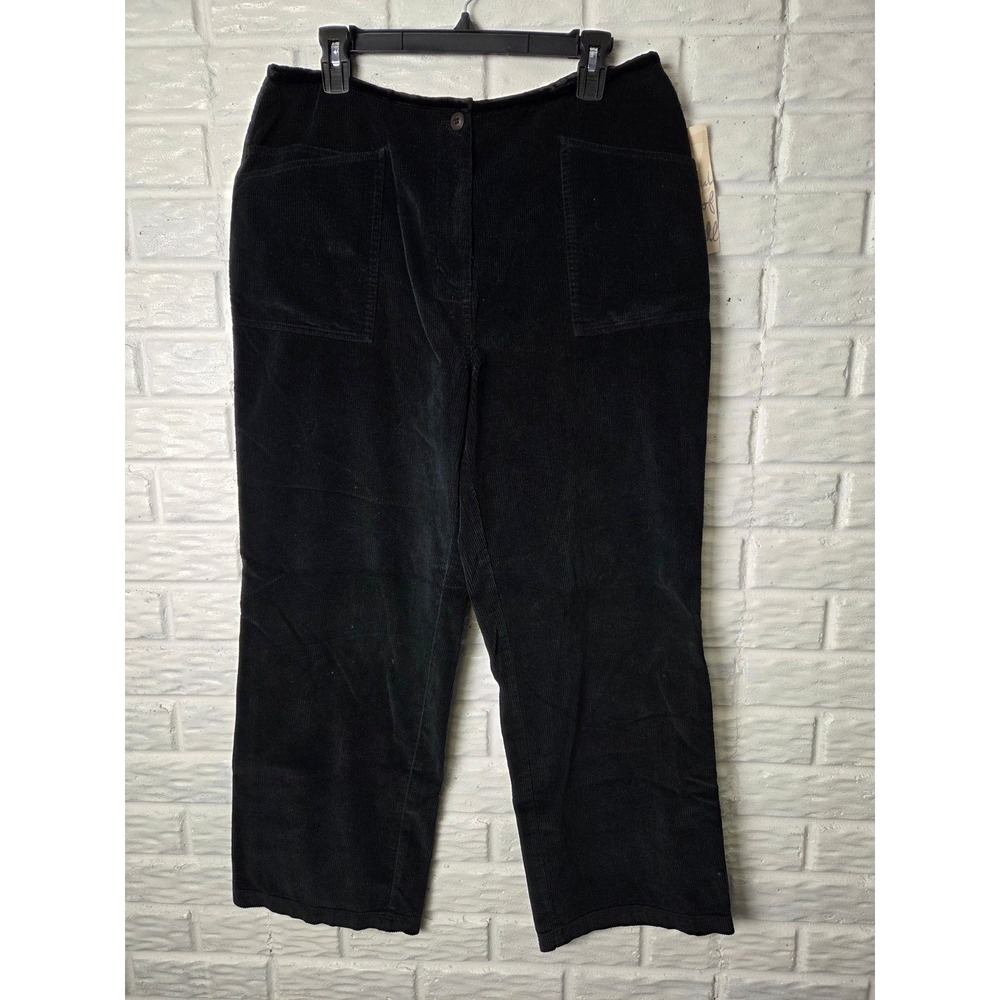 J. Jill corduroy pants Women's size 14P Petite black Wide Leg Cotton NWT